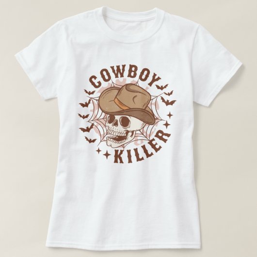 Western Land Skelet Cowboy Killer Halloween T-shirt (Design voorkant)