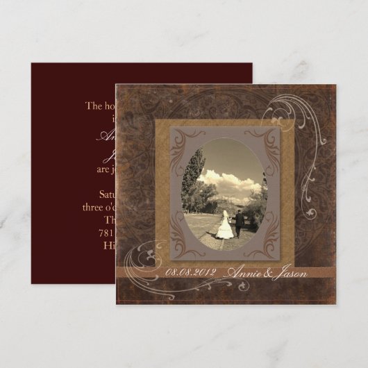 western land steampunk bruiloft kaart (Voorkant / Achterkant)