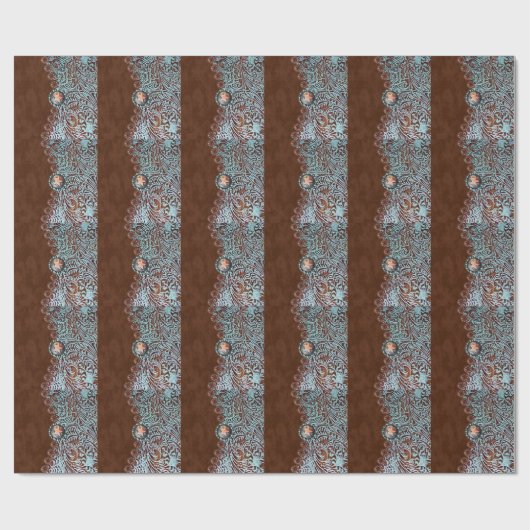 western land turquoise bruin bewerkt leder cadeaupapier (Vlak)