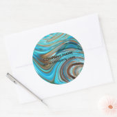 western land turquoise wervelingen waterverf ronde sticker (Envelop)