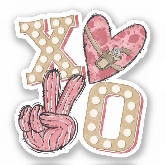 Western land Xoxo | Hugs en Kisses Sticker (Voorkant)