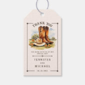 Western Landelijk Rustiek Cowboylaarzen Trouwgunst Cadeaulabel (Voorkant)