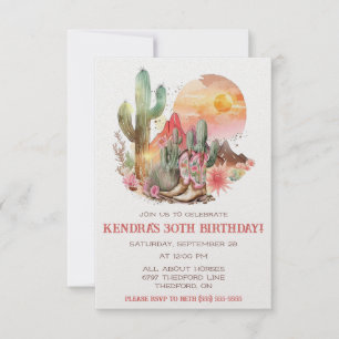 Western Landschap Cowgirl Verjaardagsfeest Kaart
