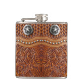  western landschap leren heupfles (Voorkant)