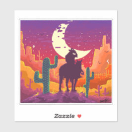 Western landschap met cowboy sticker