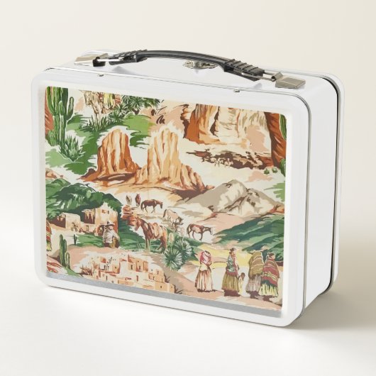 Western landschapsthema Retro Fabric Lancering Box (Achterkant)