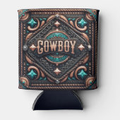 Western Leder en Touw Print Cowboy Blikjeskoeler (Voorkant)