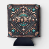 Western Leder en Touw Print Cowboy Blikjeskoeler (Achterkant)
