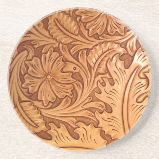 Western leder met de Zuidwest-stijl uit het bijten Zandsteen Onderzetter (Voorkant)