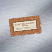 Western leder Tan en bruin Hoefijzer patroon Magnetisch Visitekaartje (Voorbeeld)