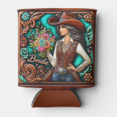 Western lederen print bruiloft bruid aangepaste na blikjeskoeler (Voorkant)