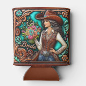 Western lederen print bruiloft bruid aangepaste na blikjeskoeler (Achterkant)