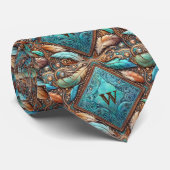 Western lederen print en veren aangepaste Initiaal Stropdas (Opgerold)