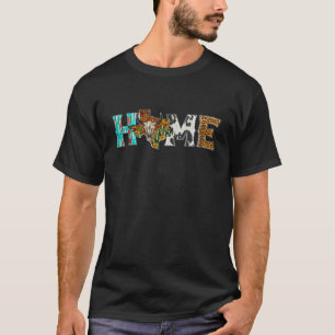 Western Leopard Koeienhuid Texas Map Home T-shirt