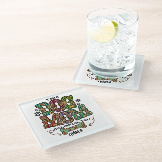 Western leopard Patch Pattern Dog Mam Bone Pet Glazen Onderzetter (Schuin)