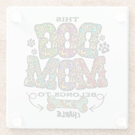 Western leopard Patch Pattern Dog Mam Bone Pet Glazen Onderzetter (Achterkant)