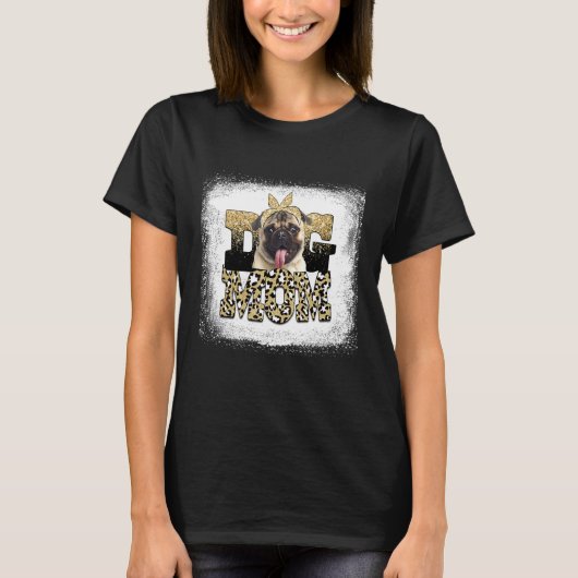 Western Leopard Pug Mom Moederdag T-shirt (Voorkant)