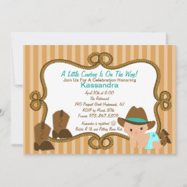 Western Little Green Cowboy Baby shower Invitation Kaart