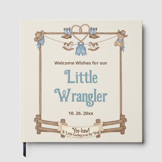 Western "Little Wrangler" Foil Baby Shower Gastenboek (Voorkant)