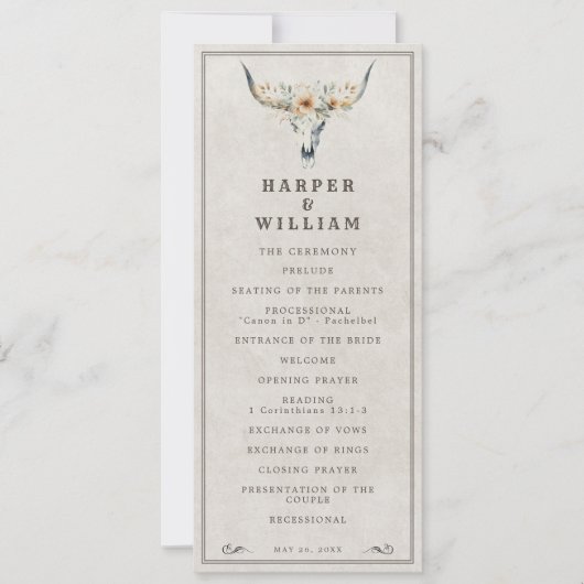 Western Longhorn bruiloft programma (Voorkant)