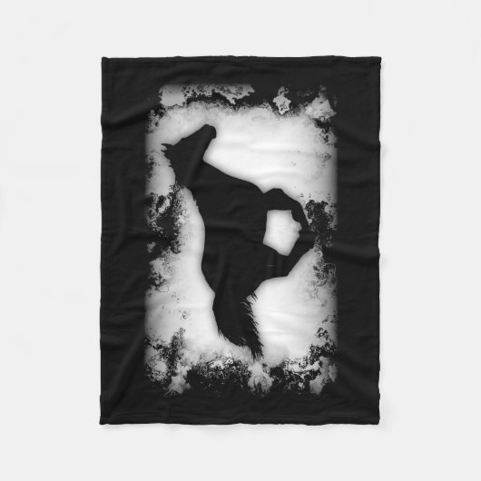 Western-look Galloping Paard Silhouet Fleece Deken (Voorkant)