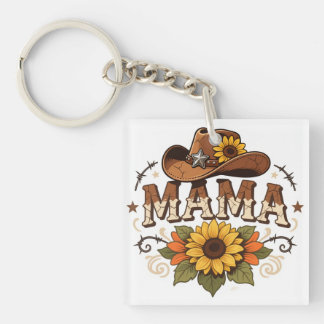 Western Mama Sunflower Cowgirl Design Sleutelhanger