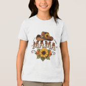 Western Mama Sunflower Cowgirl Design Tri-Blend Shirt (Voorkant)
