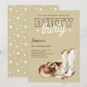 Western Martini Dirty Thirty 30e verjaardagsfeestj Kaart