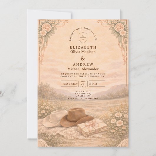 Western Meadow Keepsake Wedding Kaart (Voorkant)