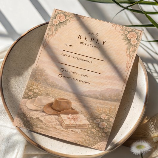 Western Meadow Keepsake Wedding RSVP Kaartje
