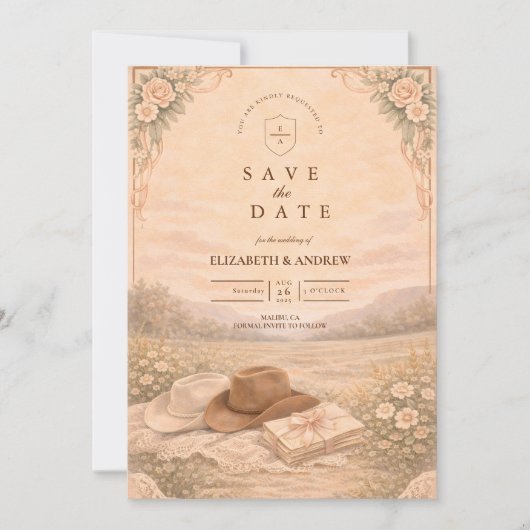 Western Meadow Keepsake Wedding Save The Date (Voorkant)