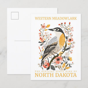Western Meadowlark Bird of North Dakota Verenigde Briefkaart