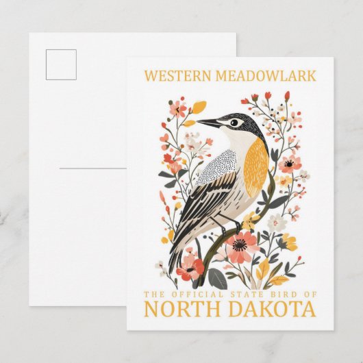 Western Meadowlark Bird of North Dakota Verenigde  Briefkaart (Voorkant / Achterkant)