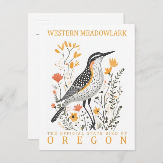 Western Meadowlark Bird of Oregon Travel Briefkaart (Voorkant / Achterkant)