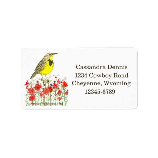 Western Meadowlark Wyoming Return Address Etiket (Voorkant)