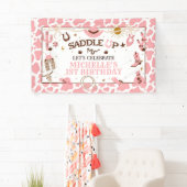 Western Meisje Eerste Rodeo Roze Verjaardagsbanner Spandoek (Insitu)