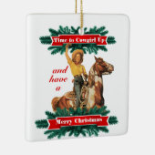 Western  meisje met prettige kerst keramisch ornament (Rechts)