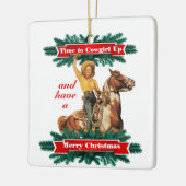 Western  meisje met prettige kerst keramisch ornament (Links)