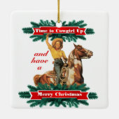 Western  meisje met prettige kerst keramisch ornament (Achterkant)