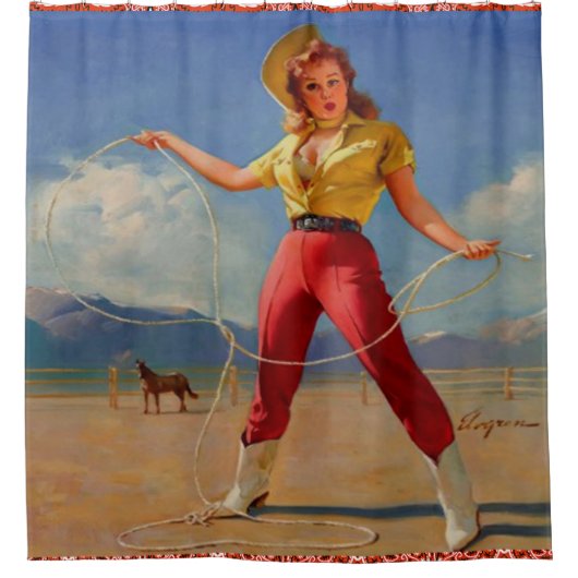 Western  meisje met Rope Douchegordijn (Voorkant)