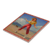  Western meisje met Rope Tegeltje (Zijkant)