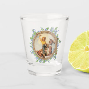 Western meisje met touwen en bloemen Shot Glas