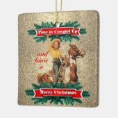 Western meisje met vrolijk kerstfeest 2 keramisch ornament (Links)