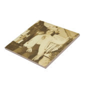  Western meisje met zadel Tegeltje (Zijkant)