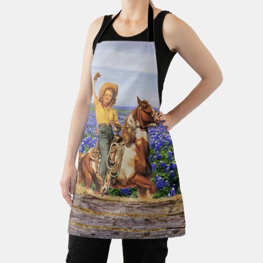 Western meisje op het Apron van Horse Waving (M) Schort (Insitu)