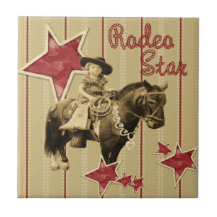  Western meisje op paard Rodeo Star 1 Tegeltje