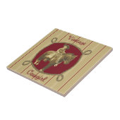  Western meisje op paard Tegeltje (Zijkant)