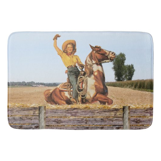  Western meisje op paarden Badmat (Voorkant)