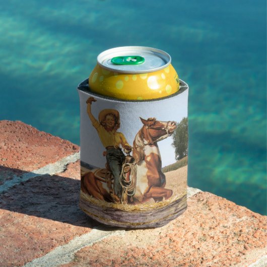  Western meisje op paarden Blikjeskoeler (Insitu Zwembad)