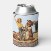  Western meisje op paarden Blikjeskoeler (Blikje Voorkant)